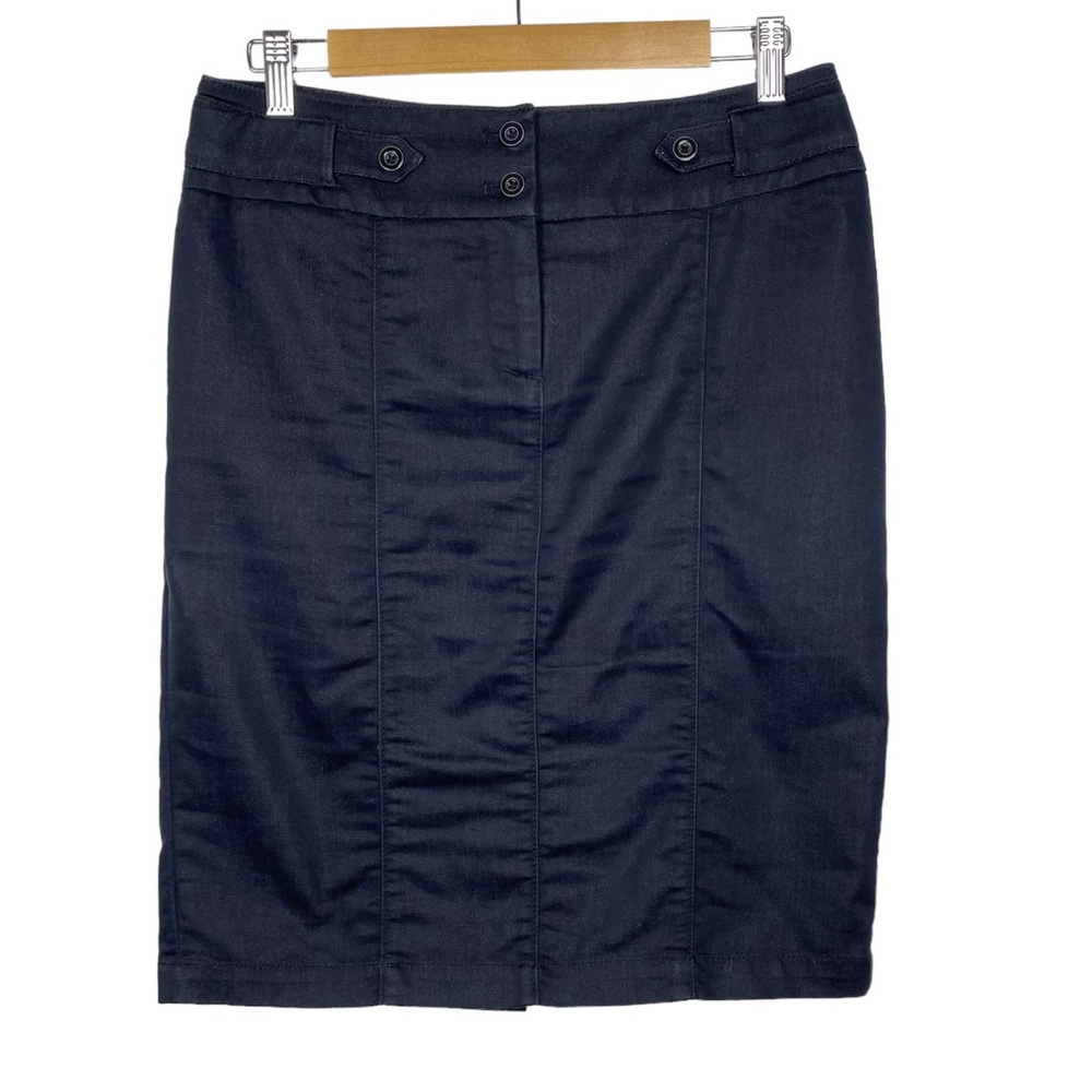 DALIA COLLECTION Y2K Stretch Denim-Look Pencil Skirt, Dark Navy, Size 6